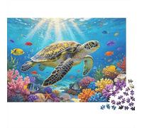 Ocean Turtle Puzzles 1000 Piece Material reciclable Coral Reef Puzzle for Adultos Great Regalo Idea Divertido Family Gaming Time Activity 52x38cm/1000pcs