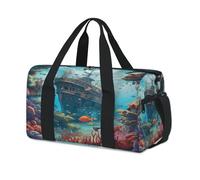 Ocean Underwater World Ship - Bolsa de lona deportiva para fin de semana, bolsa de viaje casual, viajes, gimnasio, para niños, niñas, niños, mujeres y hombres