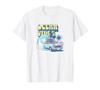 Ocean Vibes Tropical Retro Camiseta gráfica económica, Hombre, Blanco, XL