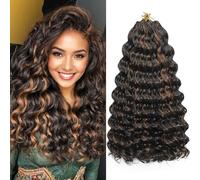 Ocean Wave Crochet Hair 8 Packs Pre Looped Short GoGo Curl Crochet Hair Ombre Curly Deep Wavy Twist Braids Synthetic Braiding Hair Extensions for Women (P4/30#, 14 Inches)