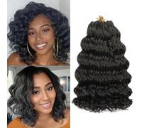Ocean Wave Crochet Hair 8 Packs Pre Looped Short GoGo Curl Crochet Hair Ombre Curly Deep Wavy Twist Braids Synthetic Braiding Hair Extensions for Women (4#, 10 Inches)