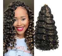 Ocean Wave Crochet Hair 8 Packs Pre Looped Short GoGo Curl Crochet Hair Ombre Curly Deep Wavy Twist Braids Synthetic Braiding Hair Extensions for Women (P4/27#, 14 Inches)