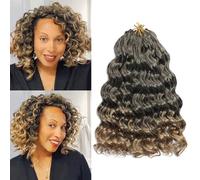 Ocean Wave Crochet Hair 8 Packs Pre Looped Short GoGo Curl Crochet Hair Ombre Curly Deep Wavy Twist Braids Synthetic Braiding Hair Extensions for Women (T27#, 10 Inches)