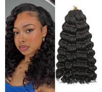 Ocean Wave Crochet Hair 8 Packs Pre Looped Short GoGo Curl Crochet Hair Ombre Curly Deep Wavy Twist Braids Synthetic Braiding Hair Extensions for Women (4#, 14 Inches)