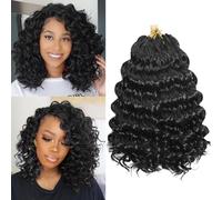 Ocean Wave Crochet Hair 8 Packs Pre Looped Short GoGo Curl Crochet Hair Ombre Curly Deep Wavy Twist Braids Synthetic Braiding Hair Extensions for Women