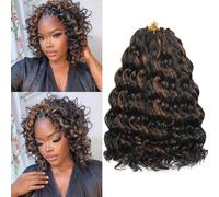 Ocean Wave Crochet Hair 8 Packs Pre Looped Short GoGo Curl Crochet Hair Ombre Curly Deep Wavy Twist Braids Synthetic Braiding Hair Extensions for Women (P4/30#, 10 Inches)