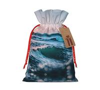 Ocean Waves - 1 bolsa de Navidad con cordón de 4.7 x 6.9 pulgadas, bolsa robusta para regalos y artículos esenciales de uso diario
