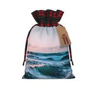 Ocean Waves - 1 bolsa de Navidad con cordón de 8.3 x 11.8 pulgadas, bolsa robusta para regalos y artículos esenciales de uso diario