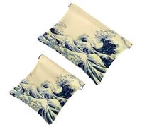 Ocean Waves - Bolsa de cosméticos de bolsillo de estilo retro, impermeable, sin cremallera, cierre automático, mini almacenamiento de viaje portátil para auriculares y joyas, multicolor, 7.1x5.8