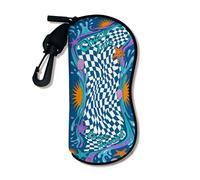 Ocean Waves - Funda suave para gafas de sol náuticas de seguridad con cierre de cremallera, almacenamiento portátil para viajes, Azul, 3x7 Inch