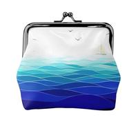 Ocean Waves Sailboat with Birds Maritime Printing Small Travel Kit Wallet, Compact Pouch for Camping Adventures and Fishing Trips, Negro -, Talla única, Art Deco