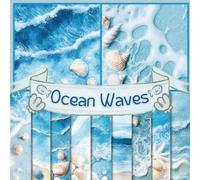 Ocean Waves Scrapbook Paper Craft Pad: 20 Beach Wave Designs, 20 Double-Side Sheets Printed on 8.5"x8.5" Sized Paper With Premium Color. Perfect for ... Journaling, Gift Wrapping, Mixed Media Etc.