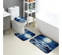 Ocean Waves - Tapete de baño de secado rápido, diseño de paisaje nocturno, arte abstracto, absorbente, antideslizante, tapete decorativo de verano de franela lavable para baño, inodoro, baño, juego de