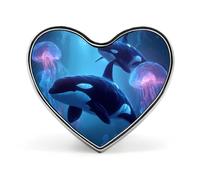 Ocean Whale Jellyfish Killer Heart Lapel Pin Enamel Badge Brooches Clothing Decor for Wedding Party Costume Accessory
