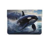 Ocean Whale Jump - Funda de piel para laptop MacBook Air de 13 pulgadas, funda protectora de piel sintética con impresión completa, elegante bolsa para laptop para mujeres y hombres