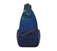 Ocean Whale Men's Sling Backpack, Travel Hiking Day Bag Crossbody Shoulder Bag.