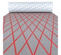 OCEANBROAD Hoja antideslizante de espuma EVA autoadhesiva con patrón de diamante para barcos, 96 x 38 pulgadas, gris con líneas rojas