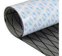 OCEANBROAD Lámina autoadhesiva de espuma EVA con patrón de diamante de corte CNC, alfombrilla antideslizante para barcos, yates, yates, suelo de caravana, 96 x 35 pulgadas, gris oscuro con líneas de