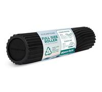 Oceanfoam Black Tidal Roller - Rodillo ergonómico de espuma para masaje muscular miofascial de espalda con textura de onda ancha, yoga, atletismo, dolor corporal y rigidez, estiramiento, ejercicio,