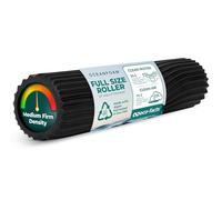 Oceanfoam Black Tidal Roller - Rodillo ergonómico de espuma para masaje muscular miofascial de espalda con textura de onda ancha, yoga, atletismo, dolor corporal y rigidez, estiramiento, ejercicio,