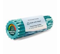 Oceanfoam Ripple Roller - Rodillo de espuma de masaje muscular para dolor de espalda y estiramiento, textura ondulada ergonómica, yoga, atletismo y bienestar, compacto, 11 x 3.35 pulgadas, jade y