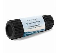 Oceanfoam Ripple Roller - Rodillo de espuma de masaje muscular para dolor de espalda y estiramiento, textura ondulada ergonómica, yoga, atletismo y bienestar, compacto, 11 x 3.35 pulgadas, negro y