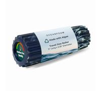 Oceanfoam Ripple Roller - Rodillo de espuma de masaje muscular para dolor de espalda y estiramiento, textura ondulada ergonómica, yoga, atletismo y bienestar, compacto, 11 x 3.35 pulgadas, azul marino