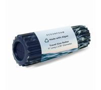 Oceanfoam Ripple Roller - Rodillo de espuma de masaje muscular para dolor de espalda y estiramiento, textura ondulada ergonómica, yoga, atletismo y bienestar, compacto, 11 x 3.35 pulgadas, azul marino