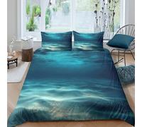 Oceanic Serene ambiance Funda de Edredón Juego de Ropa de Cama de 3 Piezas Diseño 3D Oceanic Serene ambiance Funda Edredon Incluye Funda de Almohada a Juego for niños Double（200x200cm）