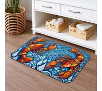 Oceanic - Tapete de baño de secado rápido, absorbente y antideslizante, diseño de vida marina colorida, tapete decorativo de franela lavable para baño, inodoro, baño, 16 x 24 pulgadas