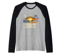 Océano Antes del Desayuno Diseño Playa Amanecer Surf Estilo de Camiseta Manga Raglan