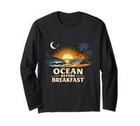 Océano Antes del Desayuno Diseño Playa Amanecer Surf Estilo de Manga Larga
