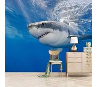 Océano Azul Minimalista Con Animales Y Tiburones 3D Papel Pintado Pared Fácil Instalación Oficina Sala Estar Sofá Dormitorio TV Fondos Decoración-400cm×280cm