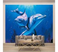 Océano Azul Mundo Submarino Animales Delfines 3D Papel Pintado Pared Fácil Instalación Oficina Sala Estar Sofá Dormitorio TV Fondos Decoración-430cm×300cm