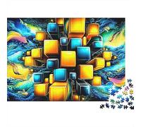 Océano Cubo Rompecabezas 1000 Piezas Regalo Cumpleaños para Adultos Cubos Neón Remolino Cósmico, Premium Grueso Resistente, Vibrante Desafiante Alivio Estrés 70x50cm/1000pzs