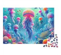 Océano Fantasía Clave 1000 Piezas Medusa Rompecabezas de Papel para Adultos Educativo Puzzle Medusa Grueso Decoración Pared Alivio Estrés 70x50cm/1000pcs