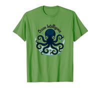 Océano Inteligencia Arte Pulpo Vida Marina Camiseta, Hombre, Hierba, M