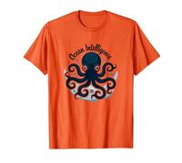Océano Inteligencia Arte Pulpo Vida Marina Camiseta, Hombre, Naranja, M
