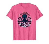 Océano Inteligencia Arte Pulpo Vida Marina Camiseta, Hombre, Rosa Jaspeado, 3XL
