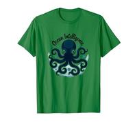 Océano Inteligencia Arte Pulpo Vida Marina Camiseta, Hombre, Verde Kelly, 3XL