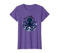 Océano Inteligencia Arte Pulpo Vida Marina Camiseta, Mujer, Morado Jaspeado, XXL