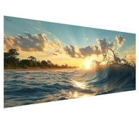 Océano Kits de Pintura de Diamante para Bricolaje para Adultos, Paisaje Diamond Painting Kit, Juego de Pintura Diamante Manualidades Adultos para Cuadros Decoracion Salon Pared Regalo 130x50cm I-34