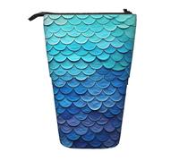 Océano Mar Fish Azul Escama De Fish Telescópica Estuche Para Lápices Pop-Up Estuche Con Cremallera Bolsa De Cosméticos Para Mujeres Adultos Hombres