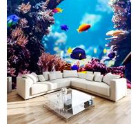 Océano Papel Pintado 200 x 140 cm 3D Pez Mural de pared Fotomurales Tejido No Tejido Fuera De La Ventana Papel Tapiz Grande Murales Fotográfico Moderno Decoración de Paredes W-109