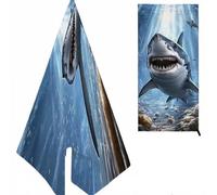 Océano Toalla Playa Grande 160X80cm, Tiburón Micro Fibra, Extra Grande & Suave, para Familia, Viaje, Piscina, Picnic, Camping, Yoga K-931