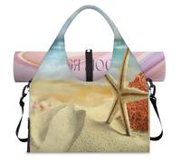 Oceans Beach - Bolsa deportiva de lona con compartimento para zapatos, diseño de océanos, para fin de semana, noche, para gimnasio, yoga, viajes, color, L, Bolsa de viaje