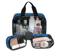 Oceans Sea Sharks - Bolsa de maquillaje de viaje para mujeres y hombres, bolsas de cosméticos translúcidas, 3 piezas, bolsa grande para ducha, organizador de artículos de tocador, color, L, Neceser de