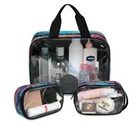 Oceans Sea Submarine World - Bolsa de maquillaje de viaje para mujeres y hombres, bolsas de cosméticos translúcidas, 3 piezas, bolsa grande para ducha, organizador de artículos de tocador, color, L,