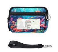 Oceans Sea Submarine World - Mini funda para tarjetas con cremallera para mujeres y hombres, con ventana de identificación, cartera portátil, ligera, pequeña, con cremallera, organizador de tarjetas