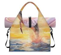 Oceans Sea Whale - Bolsa de deporte con compartimento para zapatos, fin de semana, bolsa de equipaje para gimnasio, yoga, viajes, color, L, Bolsa de viaje